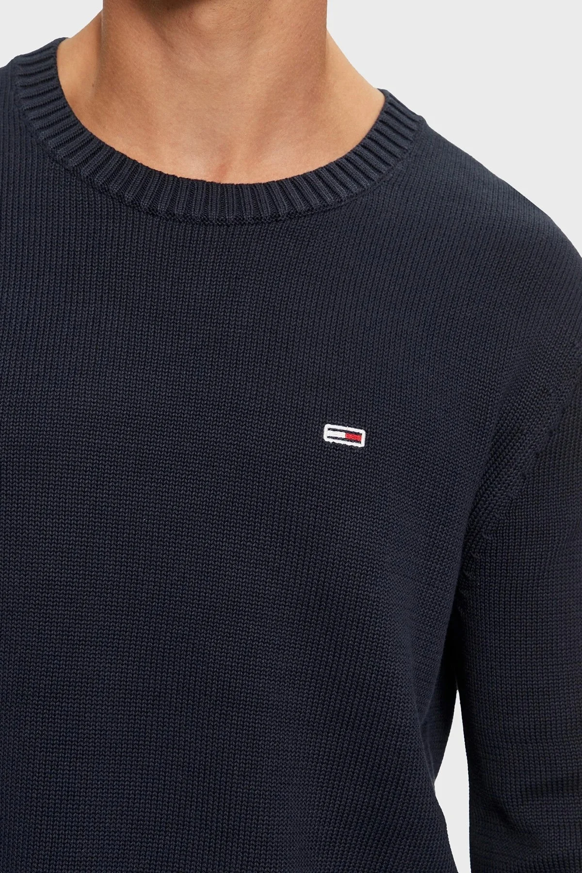 Tommy Jeans Pamuklu Regular Fit Bisiklet Yaka Erkek Kazak DM0DM18370 C1G LACİVERT - 5