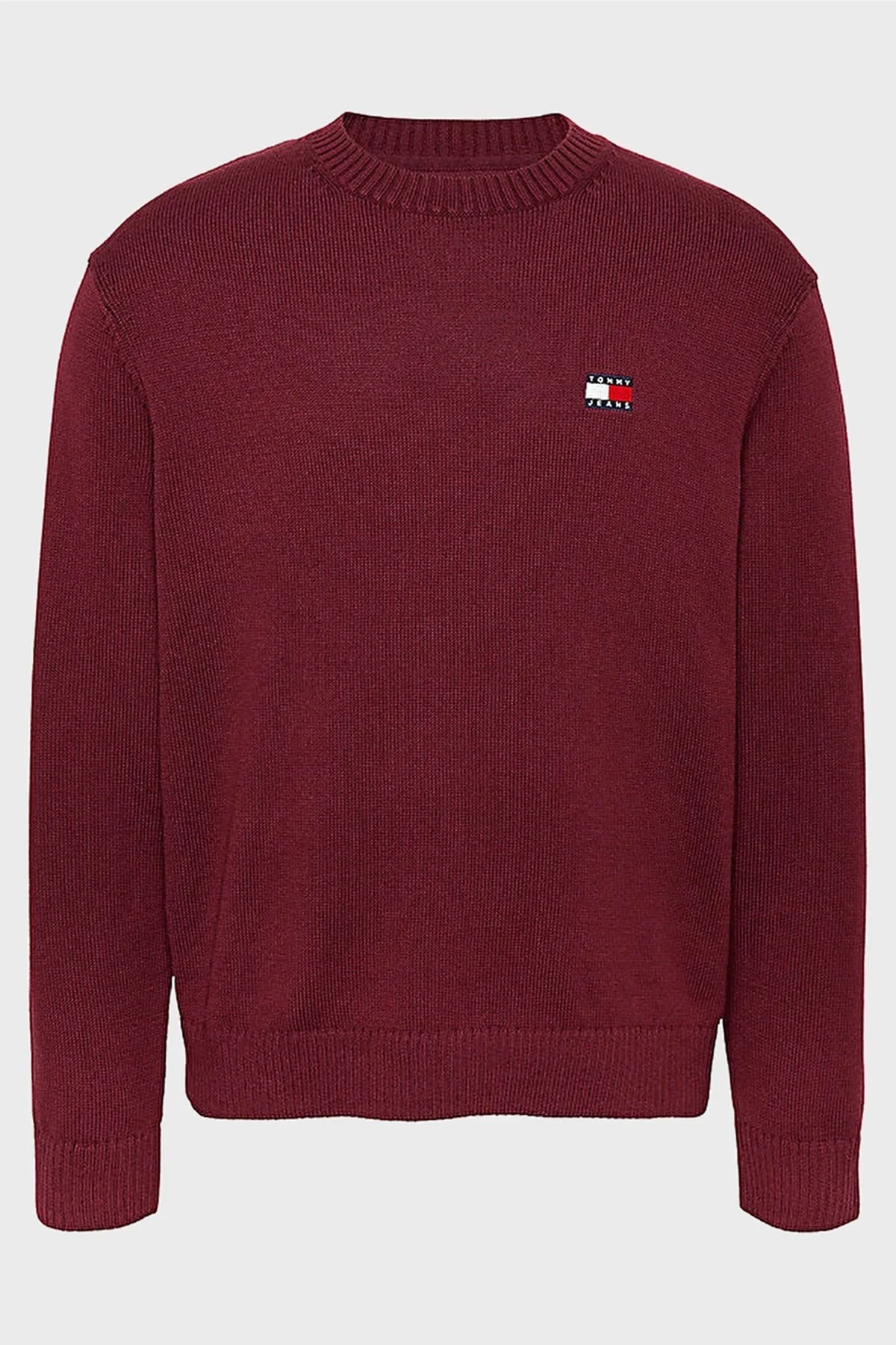 Tommy Jeans Pamuklu Regular Fit Bisiklet Yaka Erkek Kazak DM0DM18370 VLP BORDO - 3