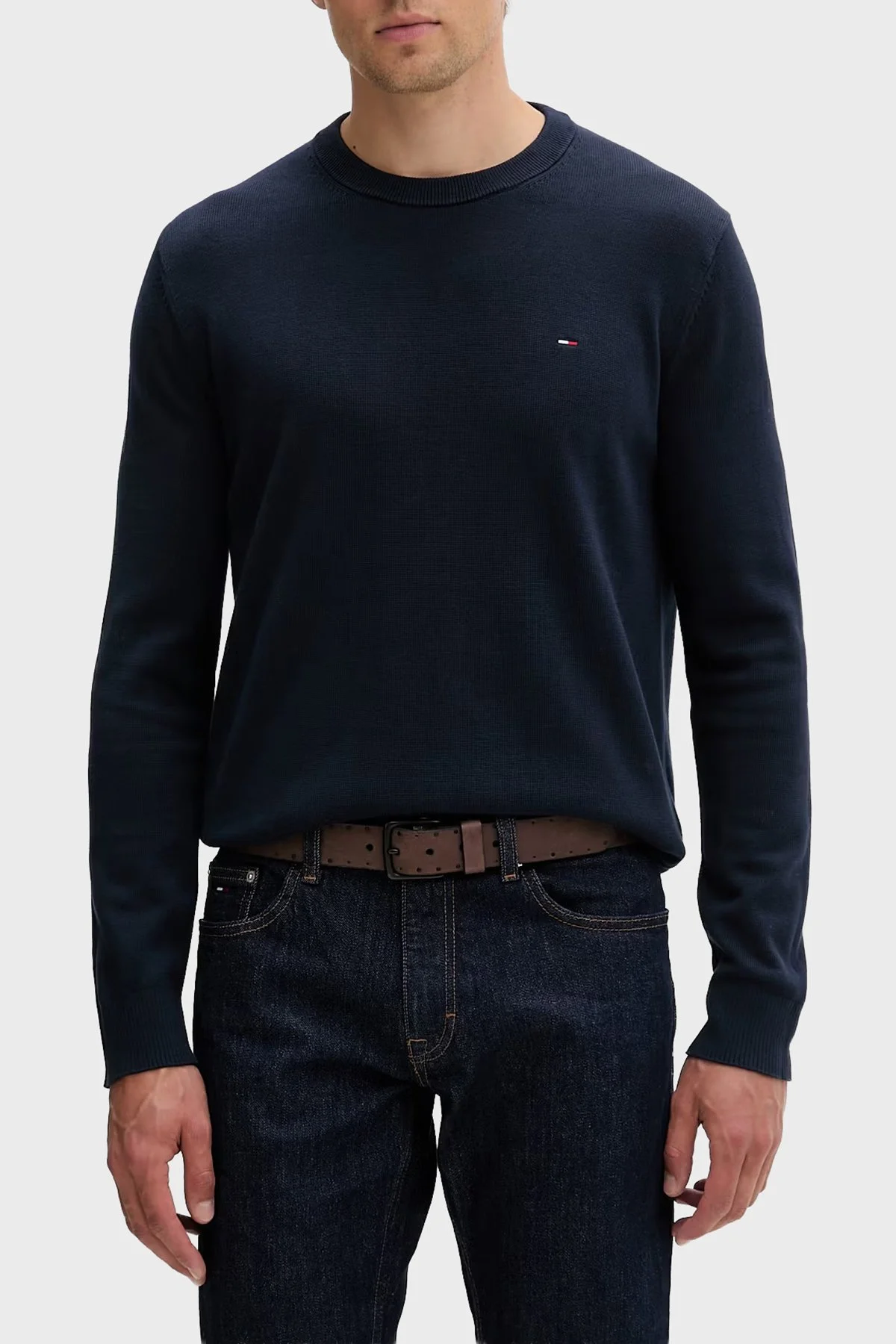 Tommy Jeans Pamuklu Regular Fit Bisiklet Yaka Erkek Kazak DM0DM22853 C1G Lacivert - 1
