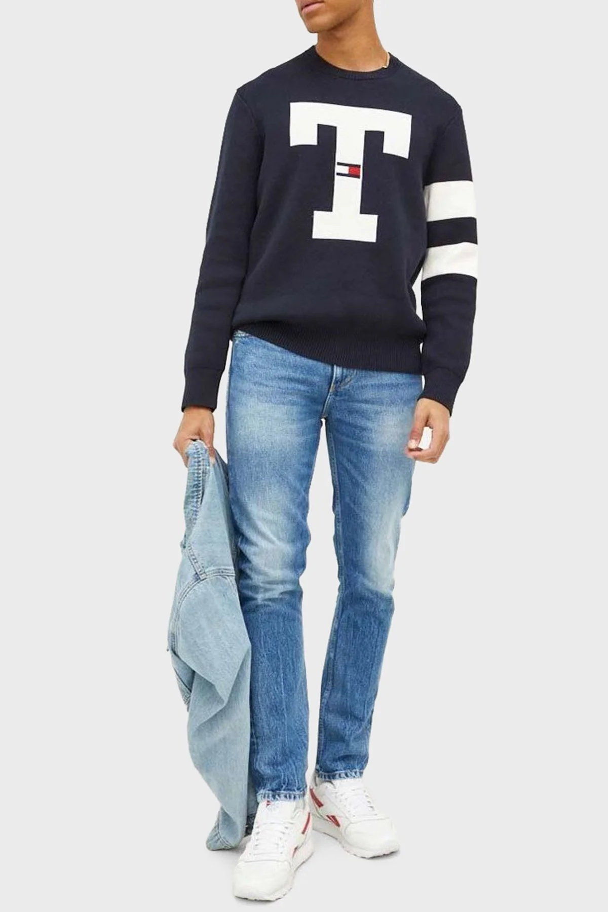 Tommy Jeans Pamuklu Regular Fit Bisiklet Yaka Erkek Sweat DM0DM16787 DW5 LACİVERT - 3