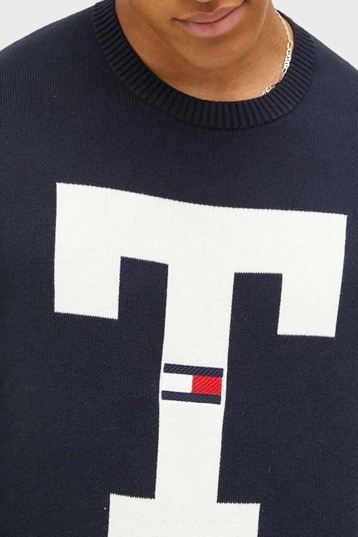 Tommy Jeans Pamuklu Regular Fit Bisiklet Yaka Erkek Sweat DM0DM16787 DW5 LACİVERT - 4