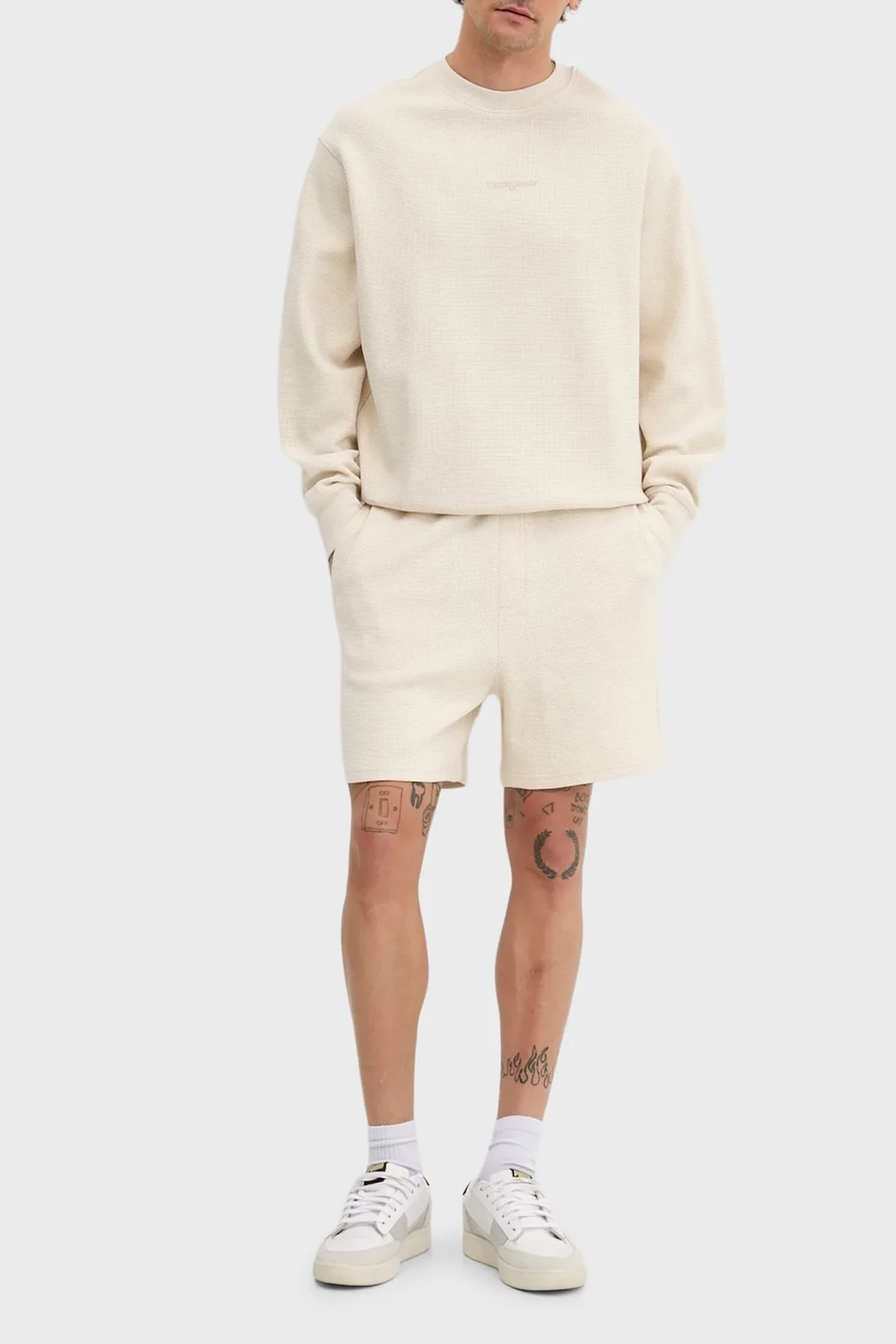 Tommy Jeans Pamuklu Regular Fit Bisiklet Yaka Erkek Sweat DM0DM21622 ACH KREM - 2