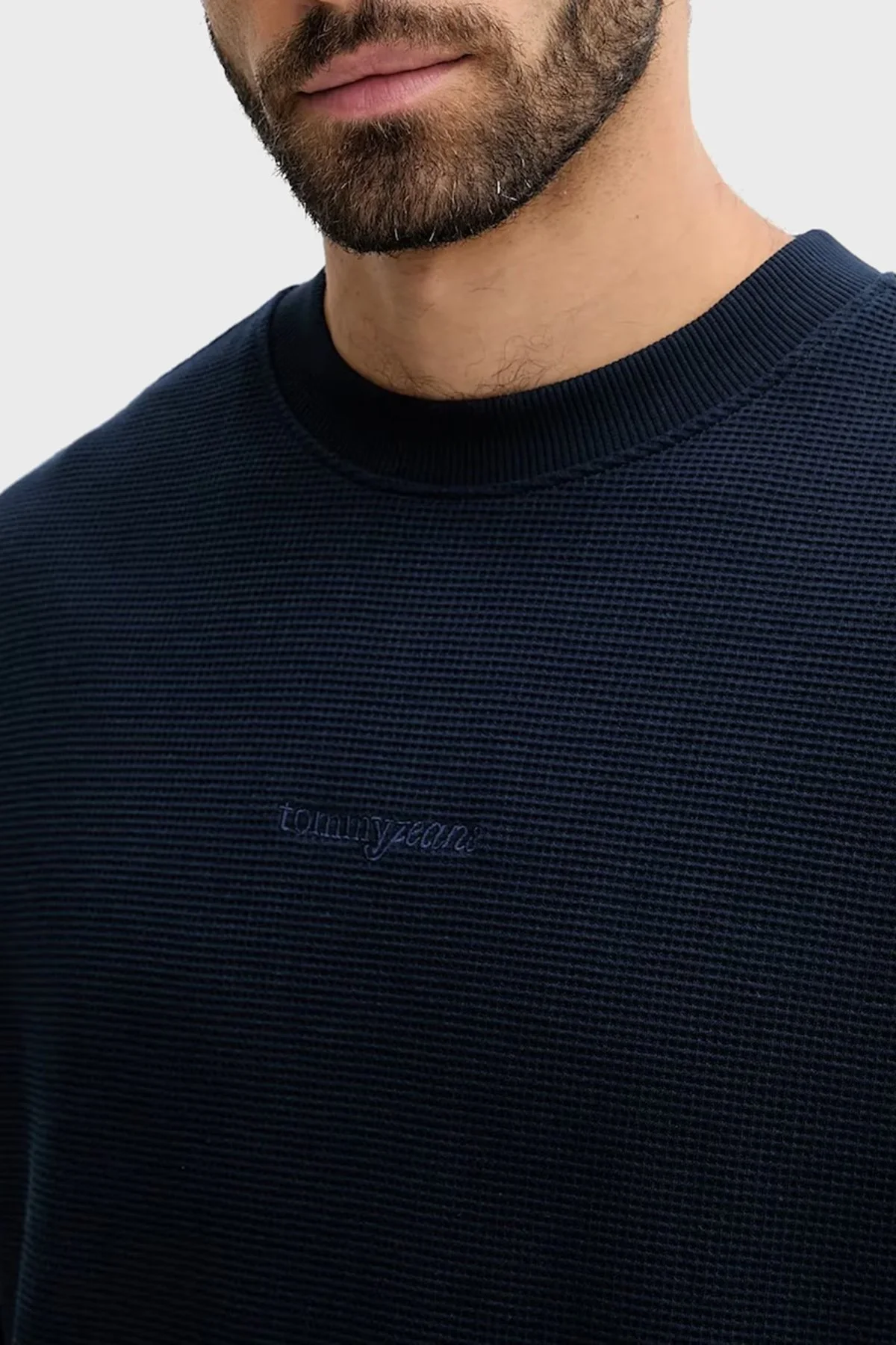 Tommy Jeans Pamuklu Regular Fit Bisiklet Yaka Erkek Sweat DM0DM21622 C1G LACİVERT - 3