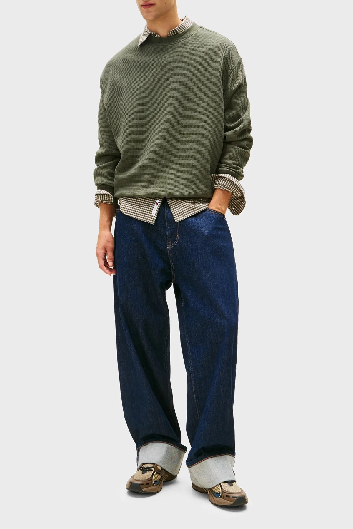 Tommy Jeans Pamuklu Regular Fit Bisiklet Yaka Erkek Sweat DM0DM21622 MRH KOYU YEŞİL - 2