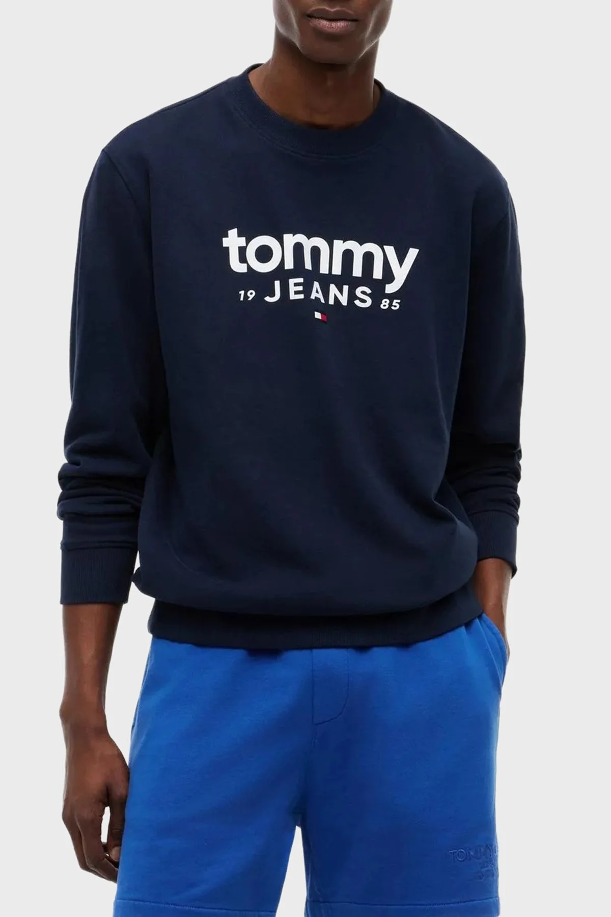Tommy Jeans Pamuklu Regular Fit Bisiklet Yaka Erkek Sweat DM0DM23392 C1G Lacivert - 1