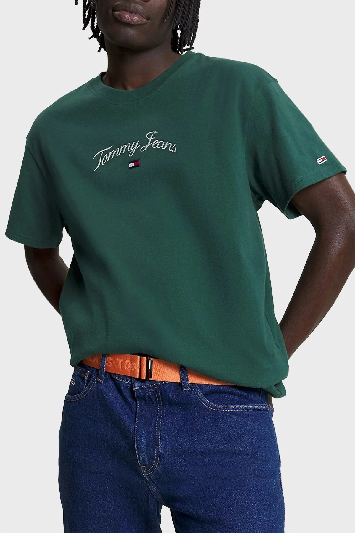 Tommy Jeans Pamuklu Regular Fit Bisiklet Yaka Erkek T Shirt DM0DM16835 L2M YEŞİL - 1