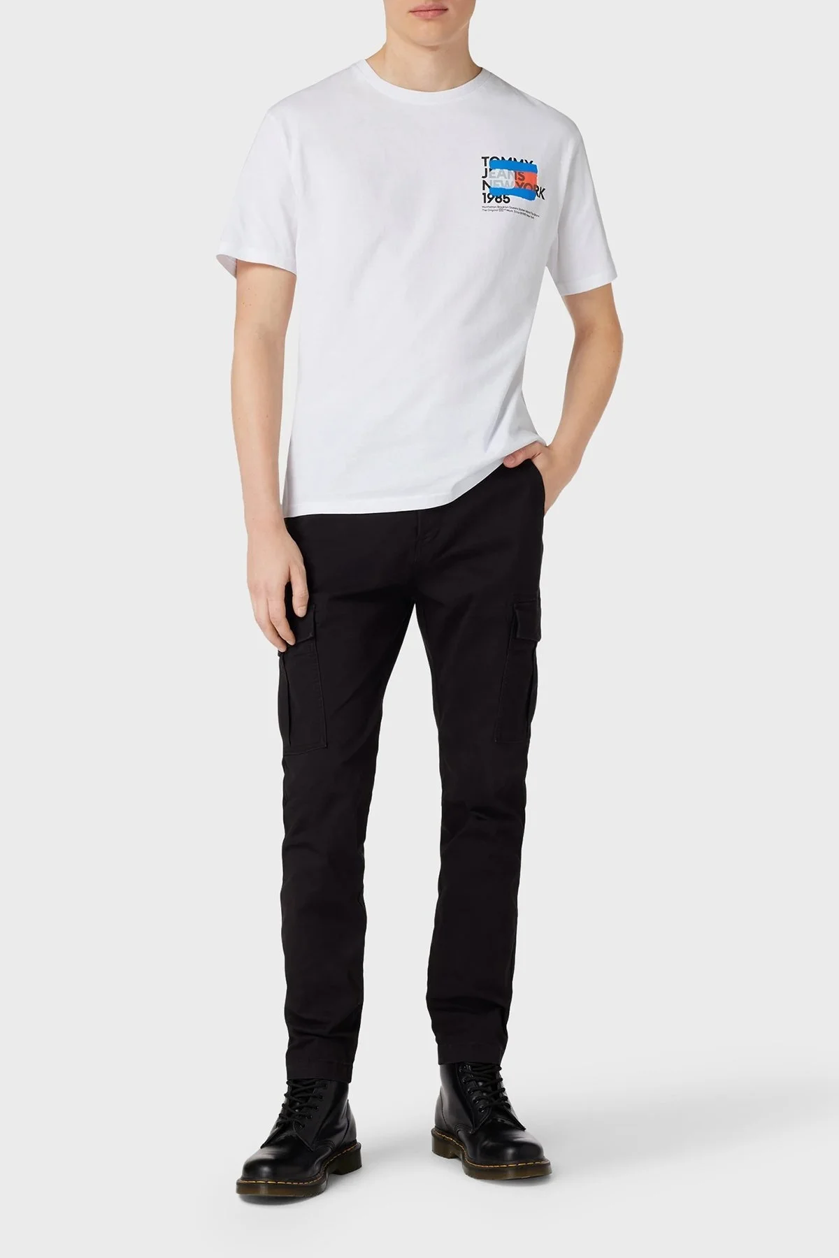 Tommy Jeans Pamuklu Regular Fit Bisiklet Yaka Erkek T Shirt DM0DM18271 YBR BEYAZ - 3