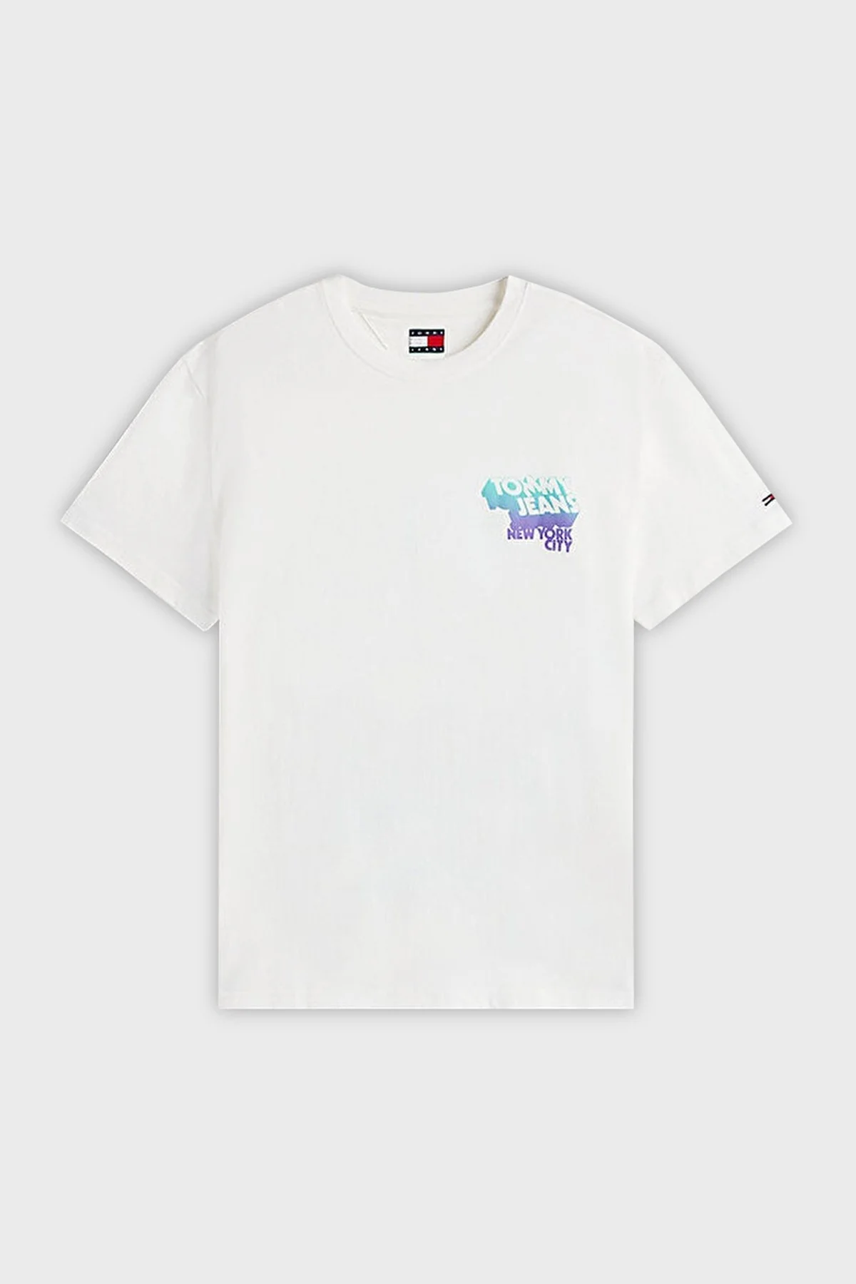 Tommy Jeans Pamuklu Regular Fit Bisiklet Yaka Sırtta Logo Detaylı Erkek T Shirt DM0DM21589 YBL BEYAZ - 5