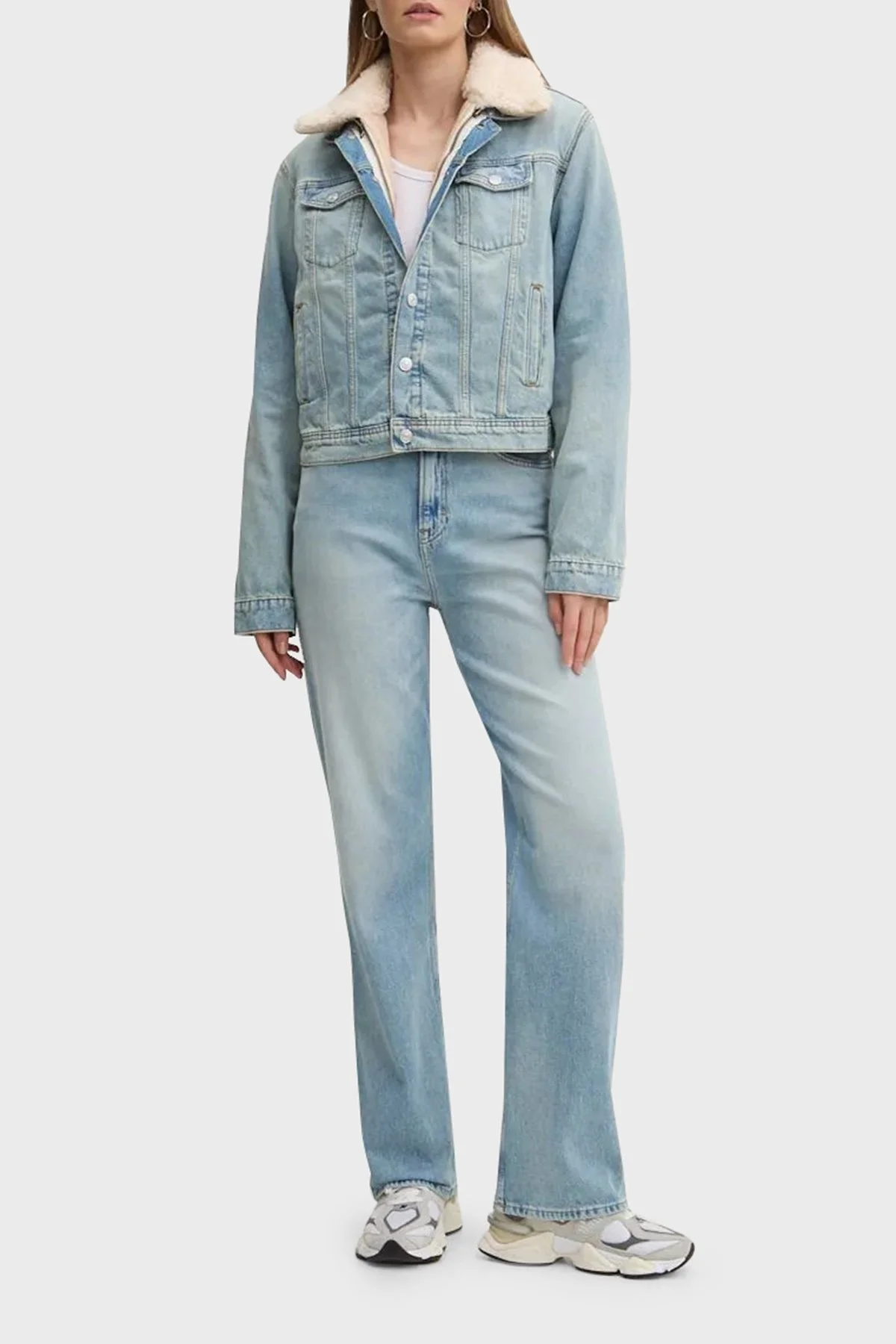 Tommy Jeans Pamuklu Regular Fit Çift Taraflı Bayan Kot Ceket DW0DW19631 1AB AÇIK MAVİ - 5