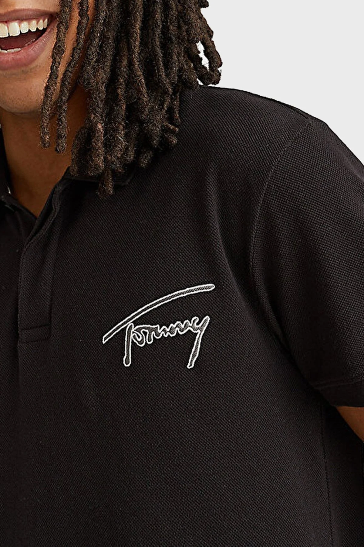 Tommy Jeans Pamuklu Regular Fit Düğmeli Erkek Polo T Shirt DM0DM16217 BDS SİYAH - 3