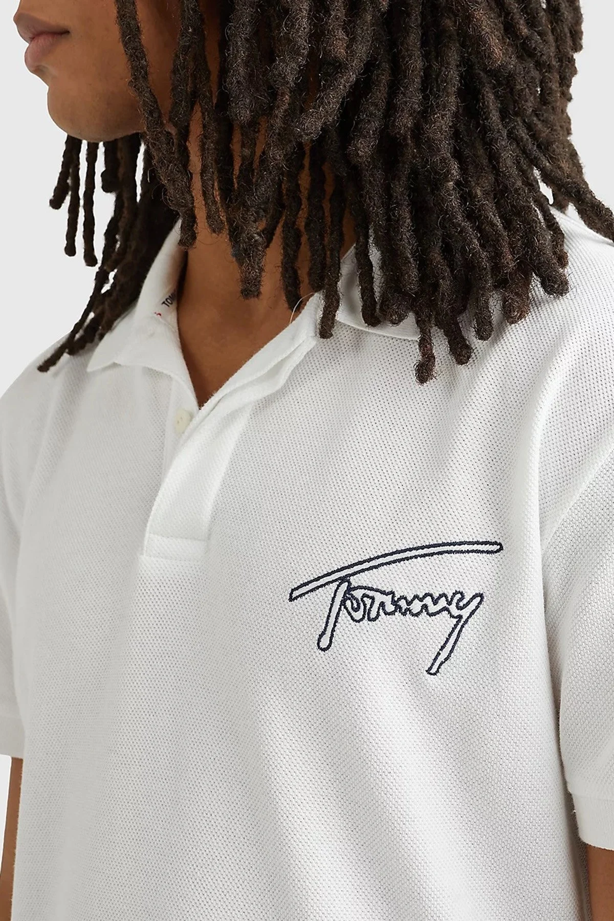 Tommy Jeans Pamuklu Regular Fit Düğmeli Erkek Polo T Shirt DM0DM16217 YBR BEYAZ - 3