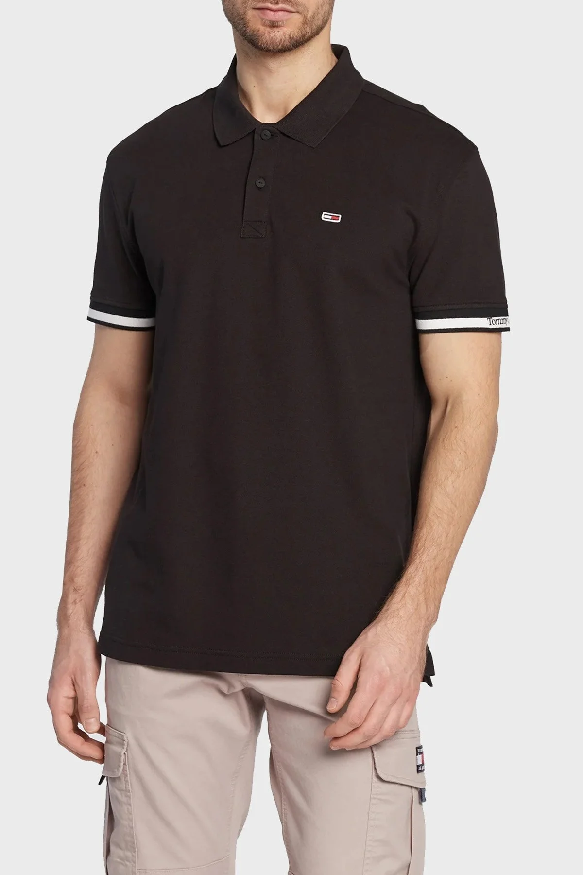 Tommy Jeans Pamuklu Regular Fit Erkek Polo T Shirt DM0DM15751 BDS SİYAH - 1