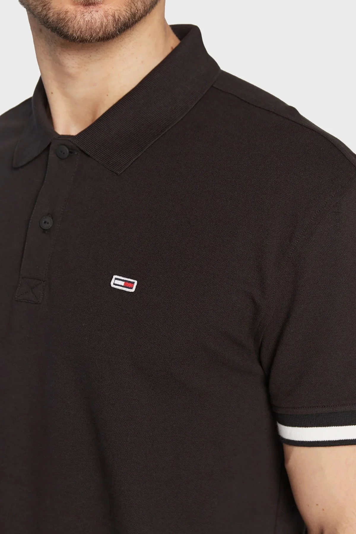 Tommy Jeans Pamuklu Regular Fit Erkek Polo T Shirt DM0DM15751 BDS SİYAH - 3
