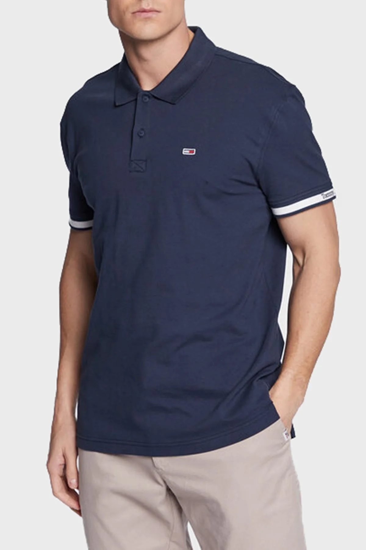Tommy Jeans Pamuklu Regular Fit Erkek Polo T Shirt DM0DM15751 C87 LACİVERT - 1