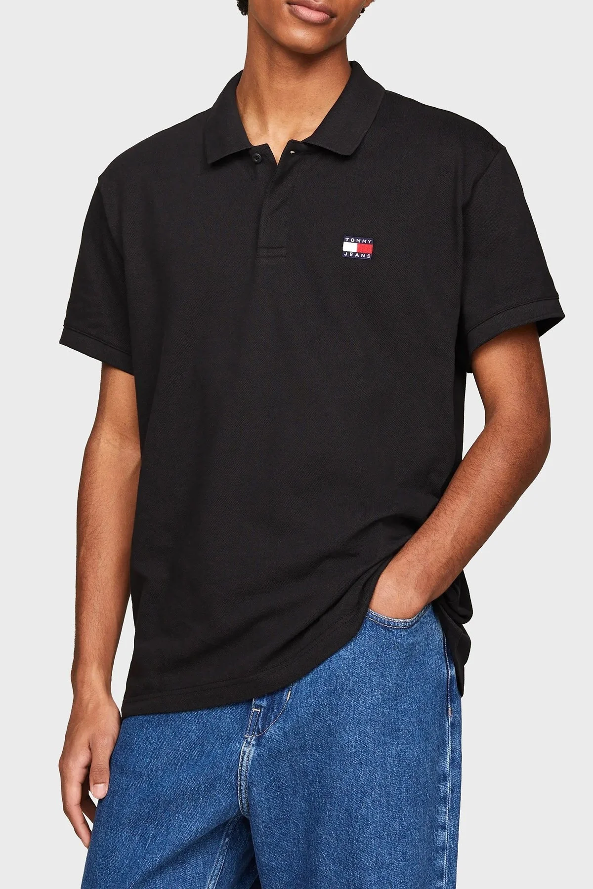 Tommy Jeans Pamuklu Regular Fit Erkek Polo Yaka T Shirt DM0DM18314 BDS SİYAH - 1