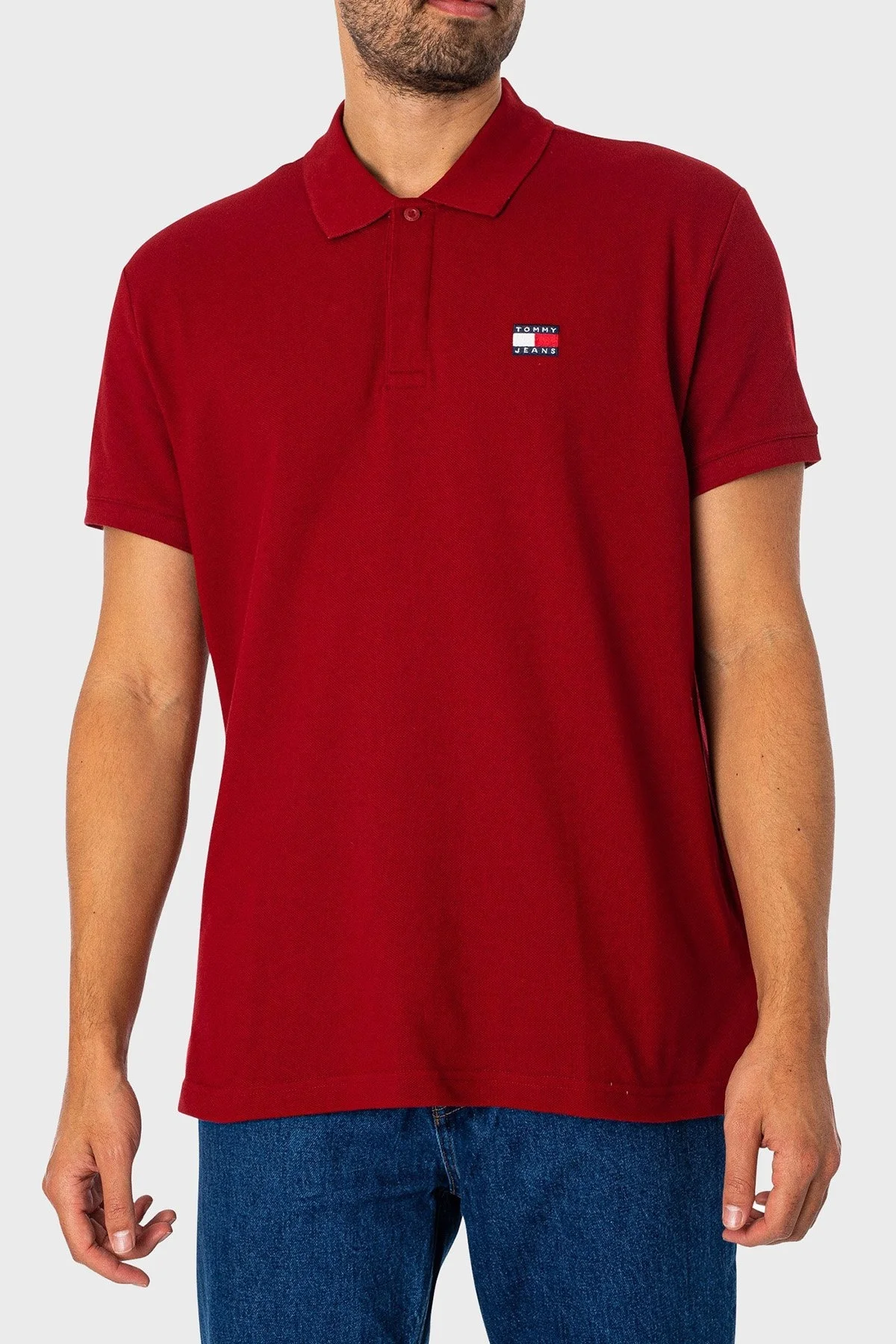 Tommy Jeans Pamuklu Regular Fit Erkek Polo Yaka T Shirt DM0DM18314 XMO KIRMIZI - 1