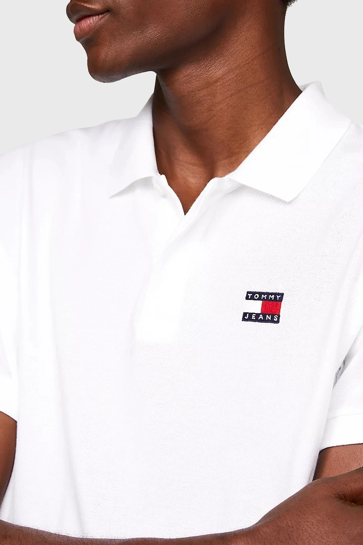 Tommy Jeans Pamuklu Regular Fit Erkek Polo Yaka T Shirt DM0DM18314 YBR BEYAZ - 4