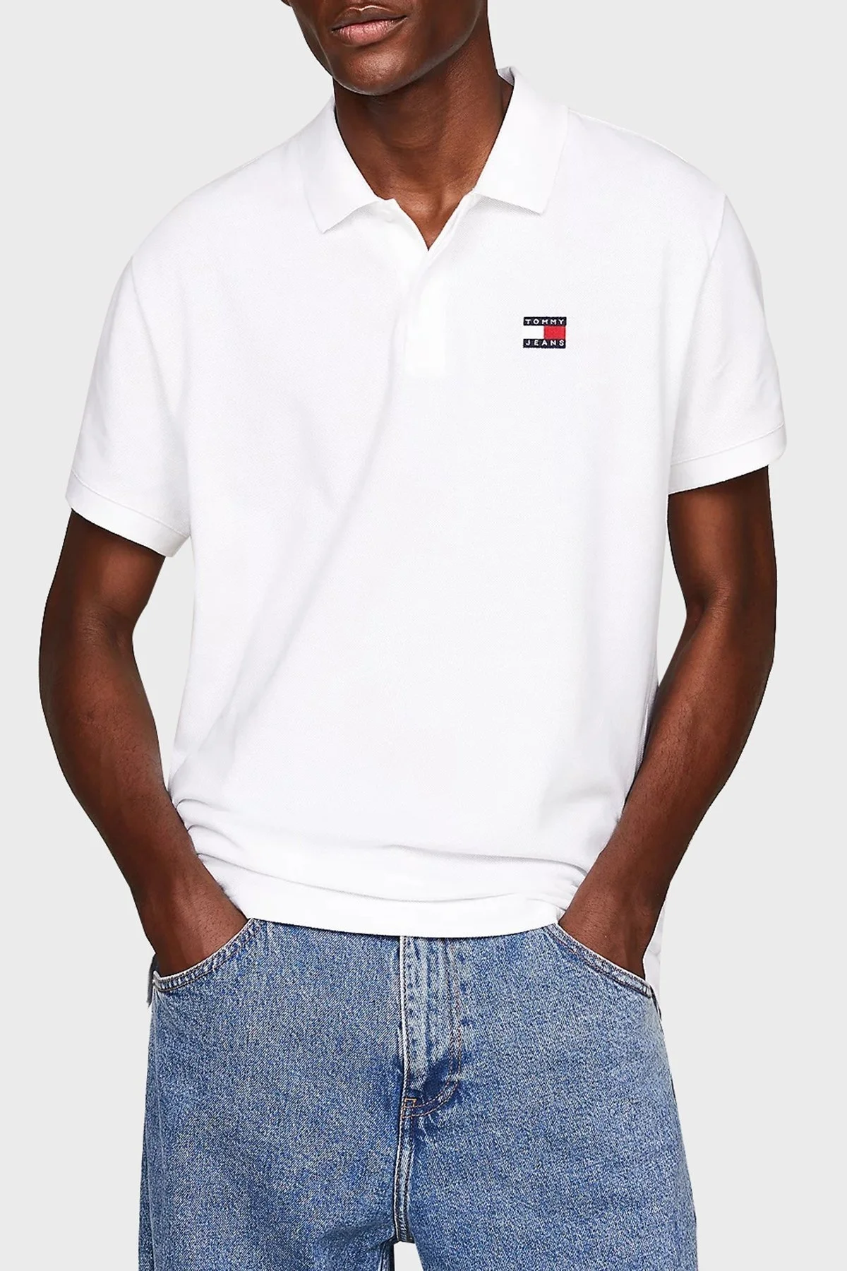 Tommy Jeans Pamuklu Regular Fit Erkek Polo Yaka T Shirt DM0DM18314 YBR BEYAZ - 6