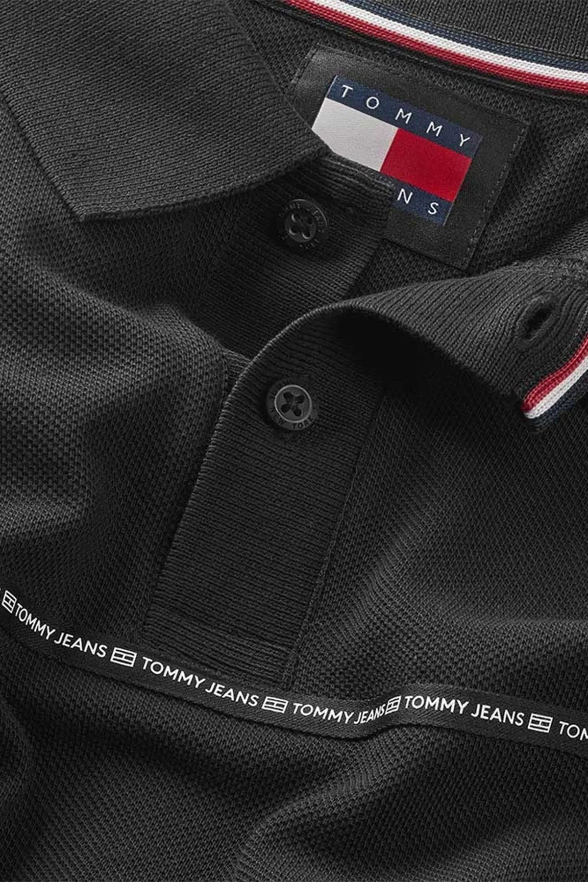 Tommy Jeans Pamuklu Regular Fit Erkek Polo Yaka T Shirt DM0DM18926 BDS SİYAH - 3