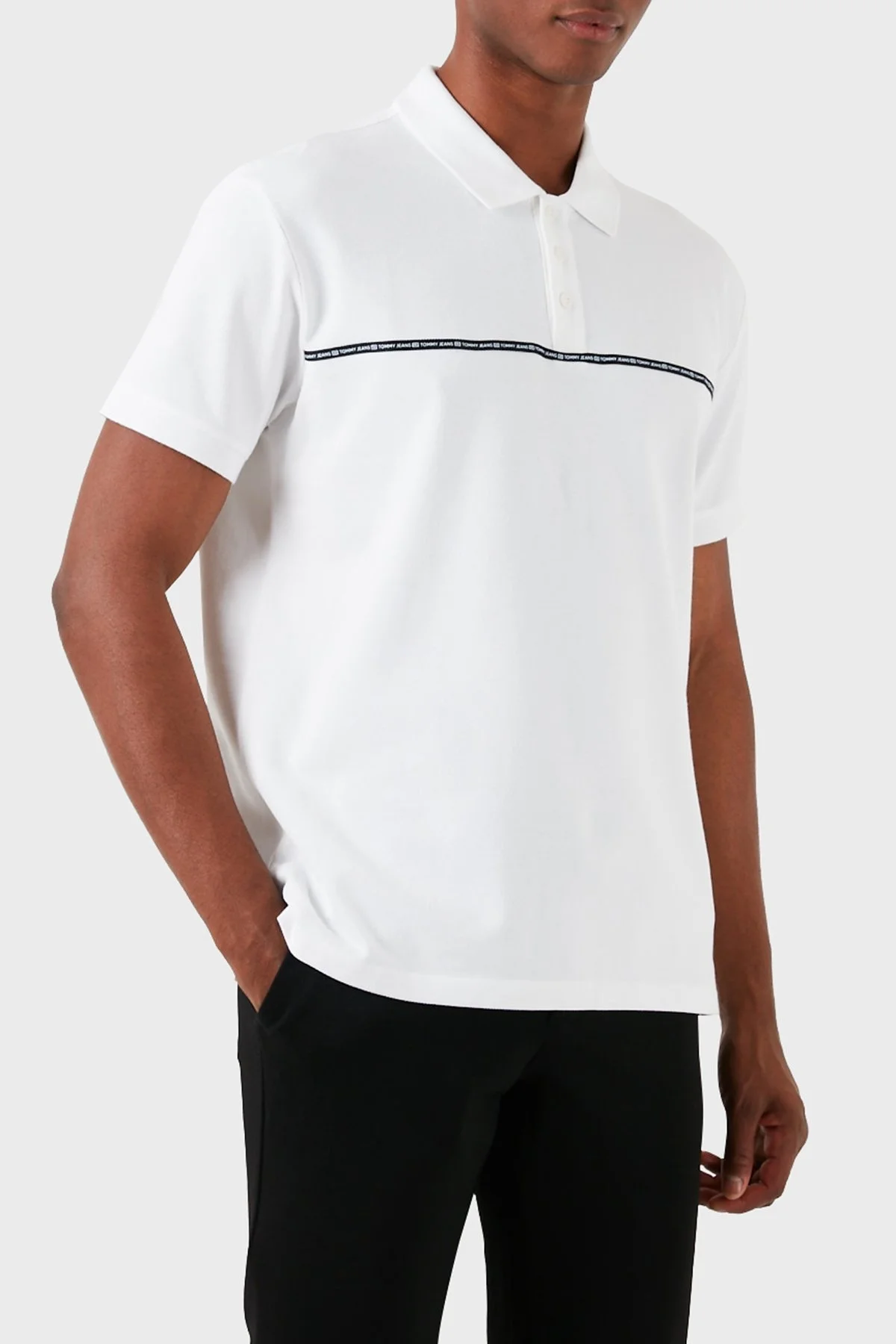 Tommy Jeans Pamuklu Regular Fit Erkek Polo Yaka T Shirt DM0DM18926 YBR BEYAZ - 1