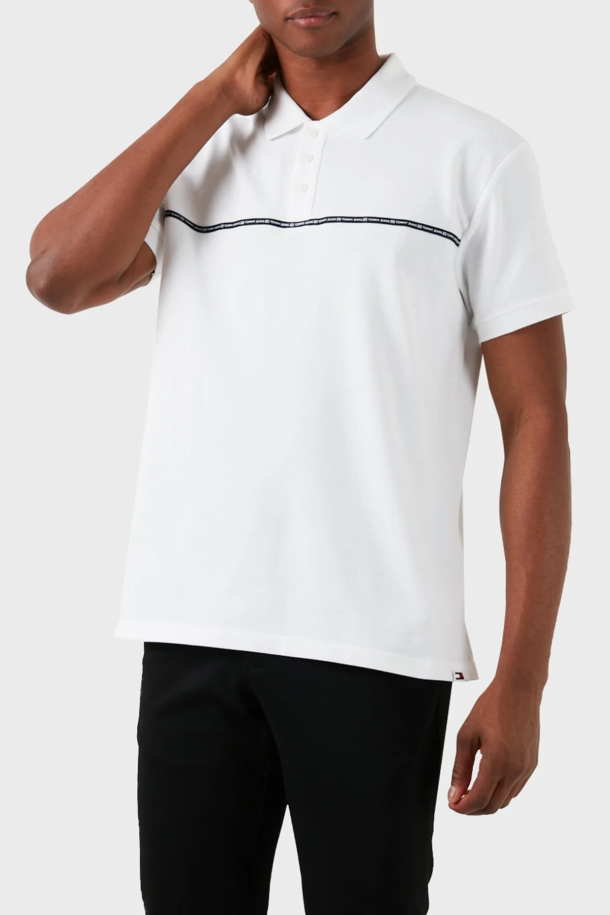 Tommy Jeans Pamuklu Regular Fit Erkek Polo Yaka T Shirt DM0DM18926 YBR BEYAZ - 4