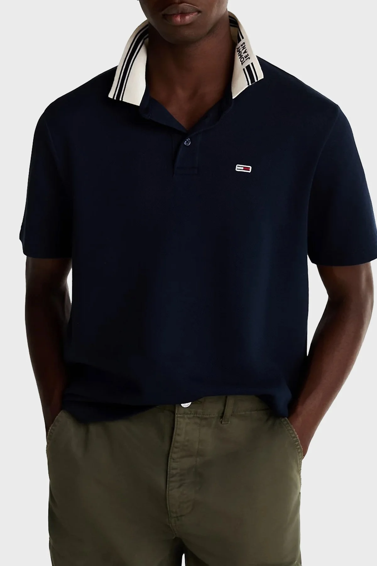 Tommy Jeans Pamuklu Regular Fit Erkek Polo Yaka T Shirt DM0DM20225 C1G LACİVERT - 6