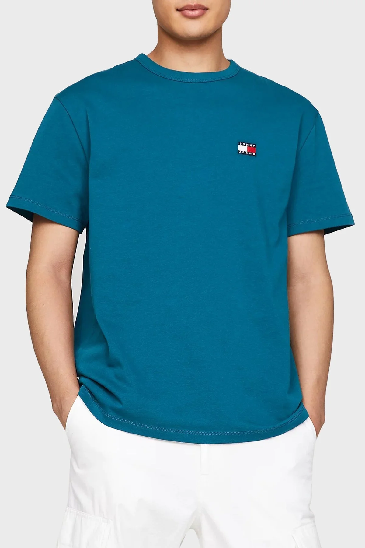Tommy Jeans Pamuklu Regular Fit Erkek T Shirt DM0DM17995 CT0 TURKUAZ - 1
