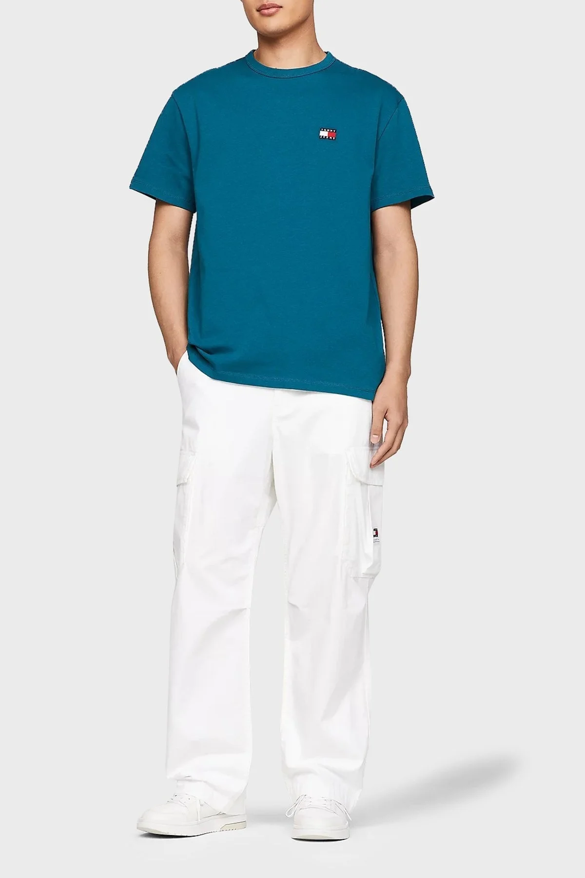 Tommy Jeans Pamuklu Regular Fit Erkek T Shirt DM0DM17995 CT0 TURKUAZ - 2