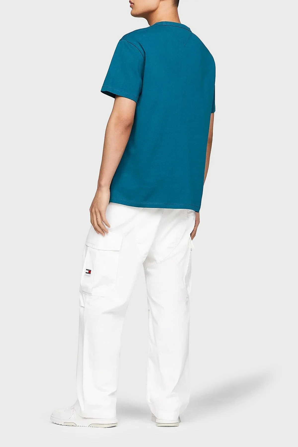 Tommy Jeans Pamuklu Regular Fit Erkek T Shirt DM0DM17995 CT0 TURKUAZ - 4