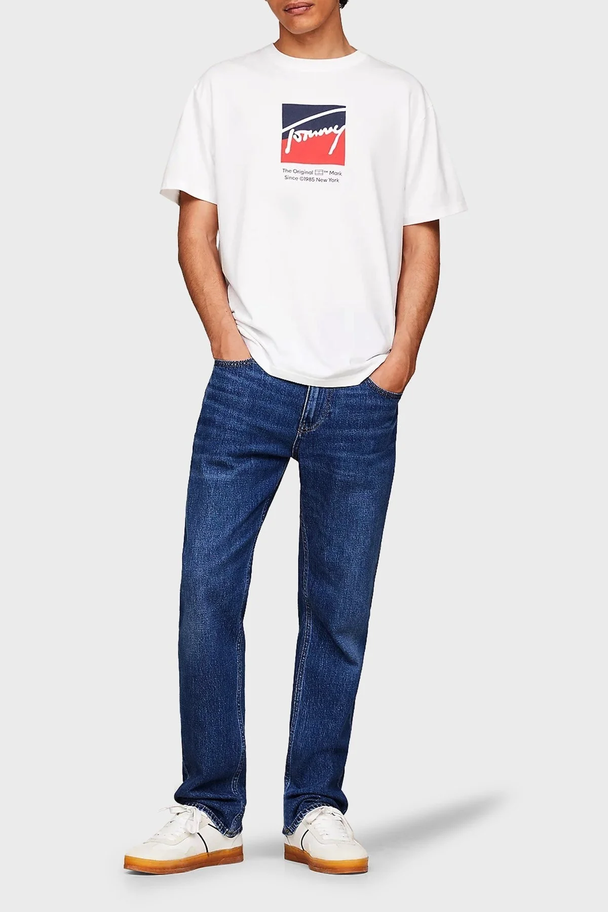 Tommy Jeans Pamuklu Regular Fit Erkek T Shirt DM0DM18524 YBR BEYAZ - 3