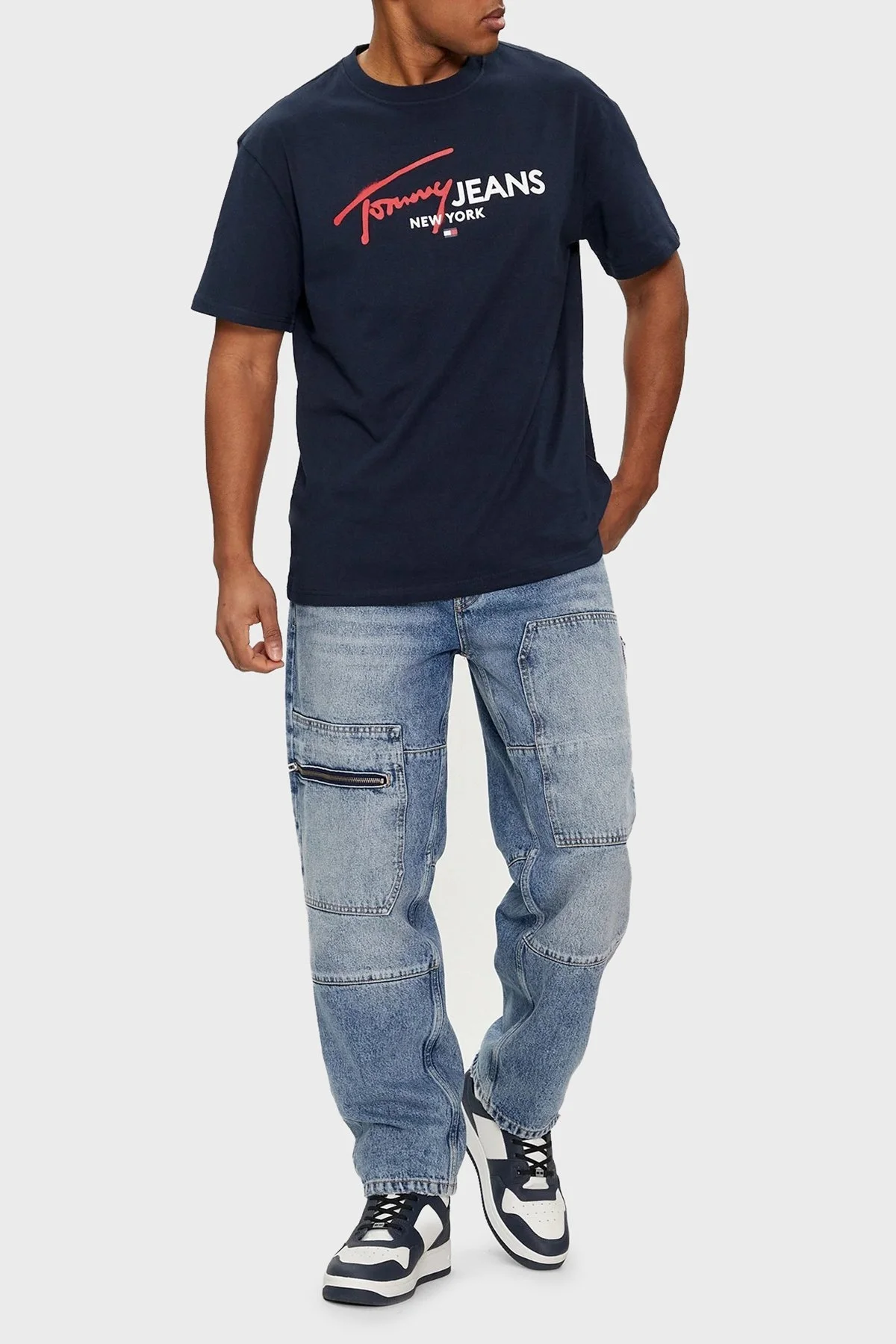 Tommy Jeans Pamuklu Regular Fit Erkek T Shirt DM0DM18572 C1G LACİVERT - 2
