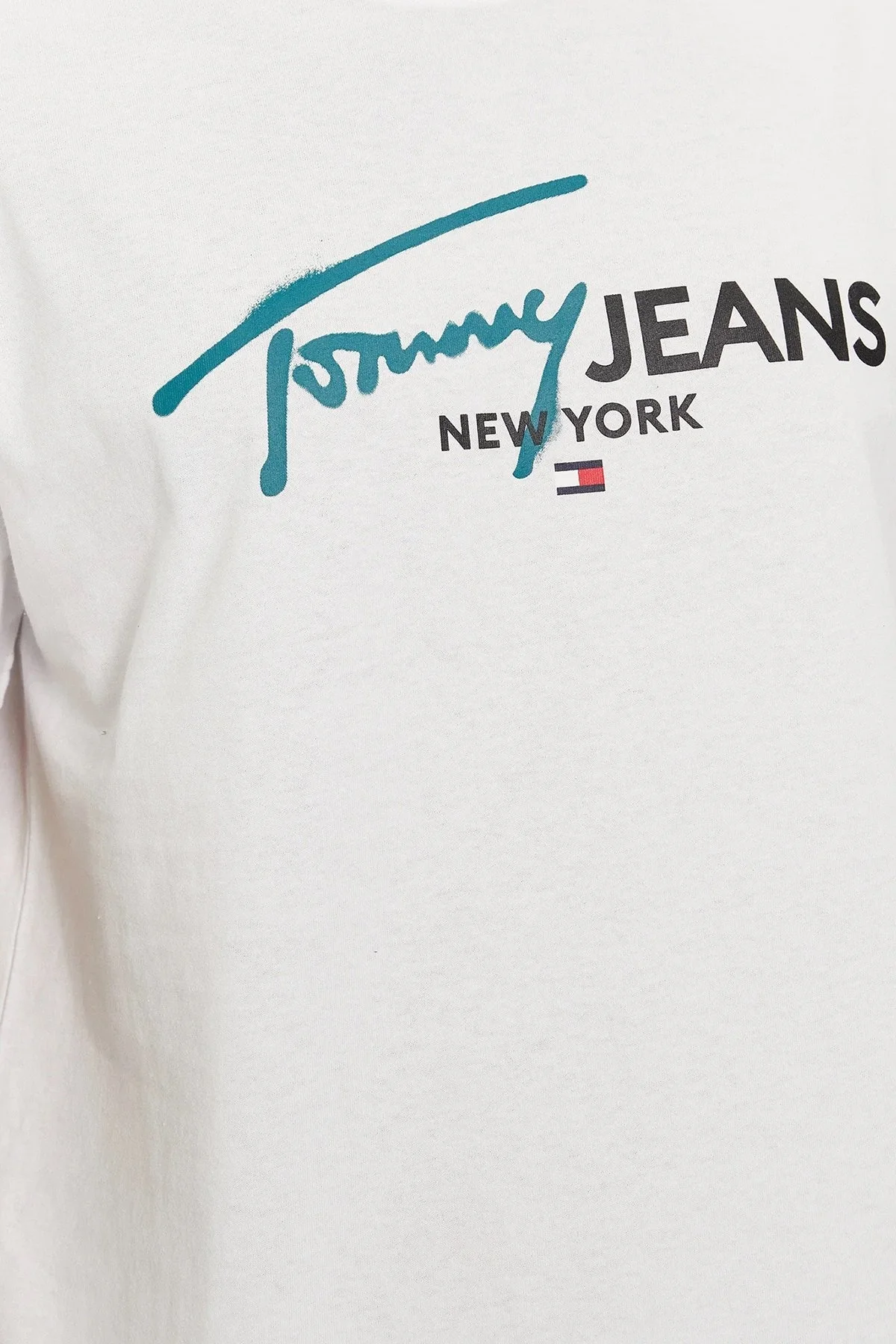 Tommy Jeans Pamuklu Regular Fit Erkek T Shirt DM0DM18572 YBR BEYAZ - 4