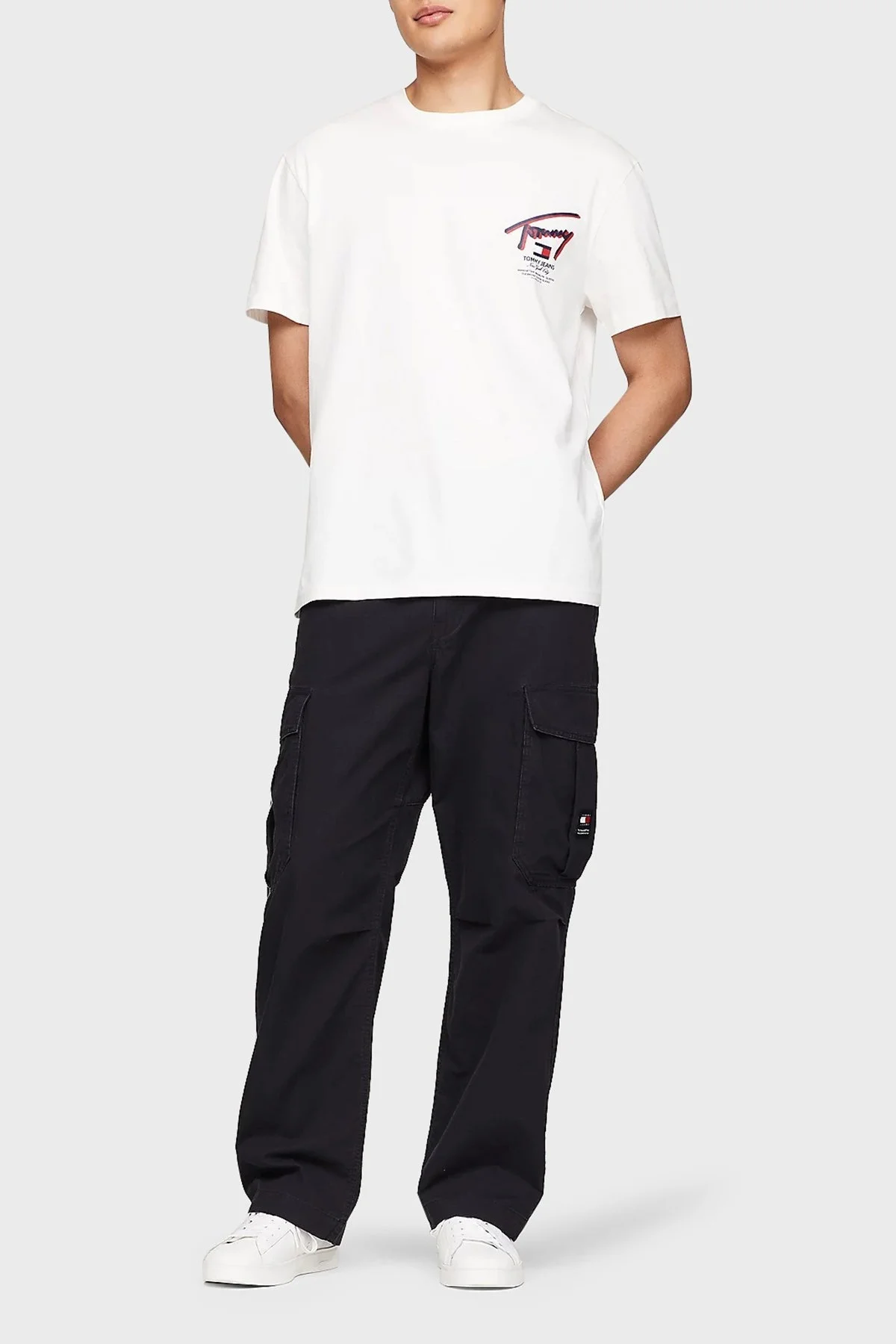 Tommy Jeans Pamuklu Regular Fit Erkek T Shirt DM0DM18574 YBH BEYAZ - 3