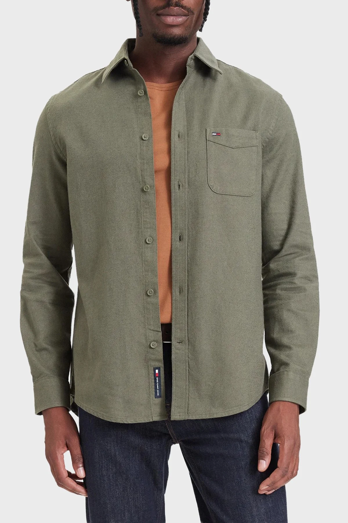 Tommy Jeans Pamuklu Regular Fit Göğüs Cep Detaylı Erkek Gömlek DM0DM23529 M04 Yeşil - 1