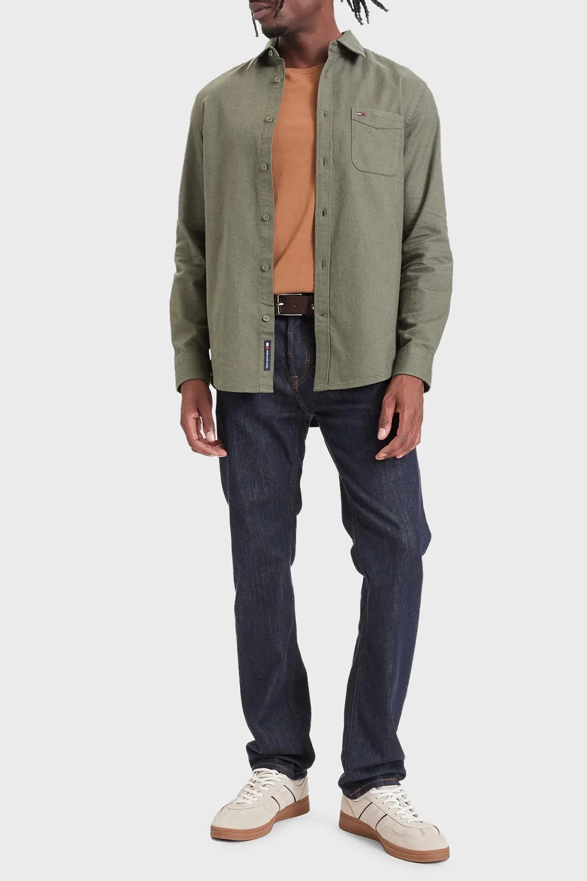 Tommy Jeans Pamuklu Regular Fit Göğüs Cep Detaylı Erkek Gömlek DM0DM23529 M04 Yeşil - 2