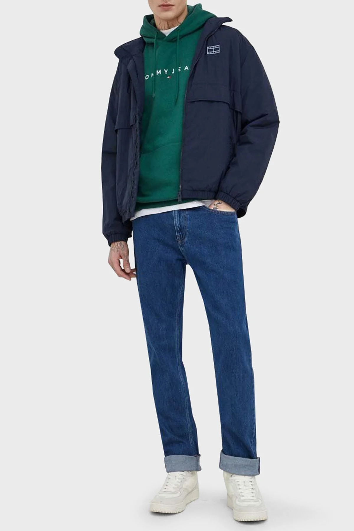 Tommy Jeans Pamuklu Regular Fit Kapüşonlu Erkek Sweat DM0DM17985 L4L YEŞİL - 2