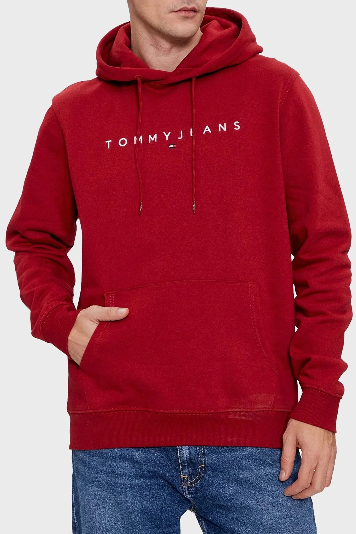 Tommy Jeans Pamuklu Regular Fit Kapüşonlu Erkek Sweat DM0DM17985 XMO KIRMIZI - 1