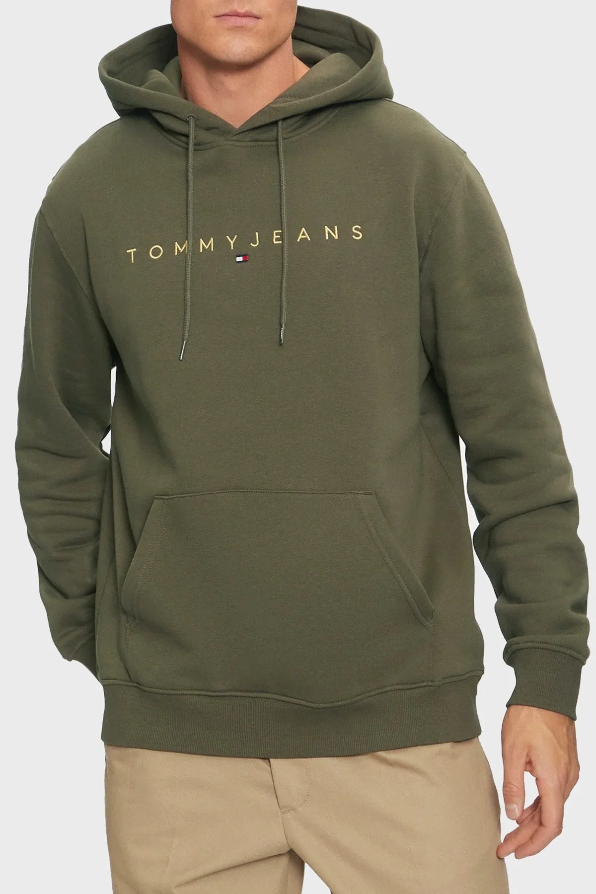 Tommy Jeans Pamuklu Regular Fit Kapüşonlu Erkek Sweat DM0DM20503 M12 YEŞİL - 1