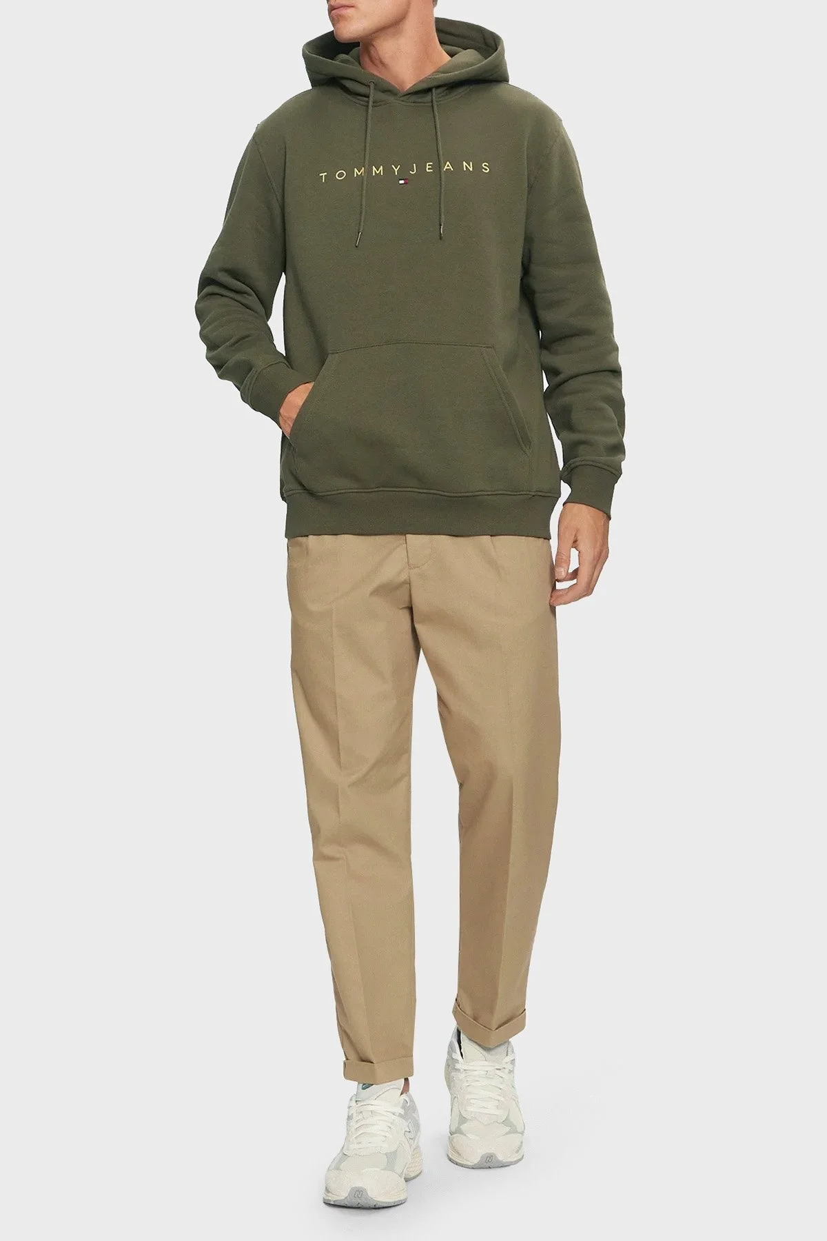 Tommy Jeans Pamuklu Regular Fit Kapüşonlu Erkek Sweat DM0DM20503 M12 YEŞİL - 2