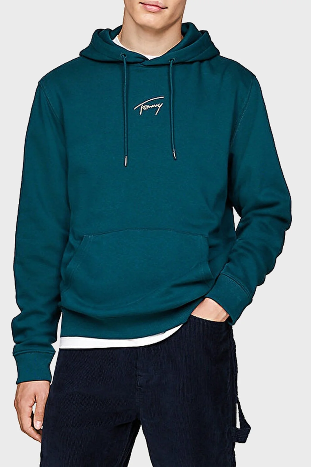 Tommy Jeans Pamuklu Regular Fit Kapüşonlu Erkek Sweat DM0DM20507 CWG KOYU YEŞİL - 6