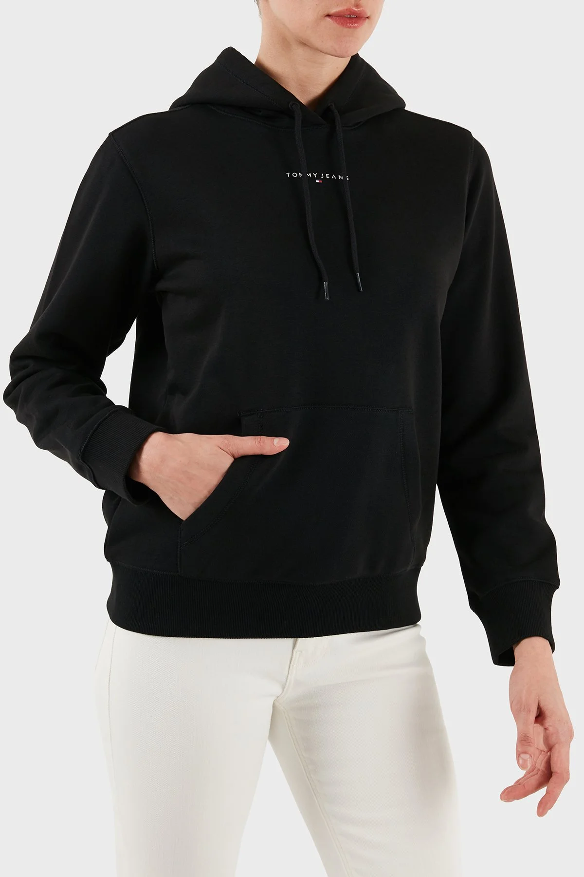 Tommy Jeans Pamuklu Regular Fit Kapüşonlu Logolu Kadın Sweat DW0DW21963 BDS SİYAH - 4