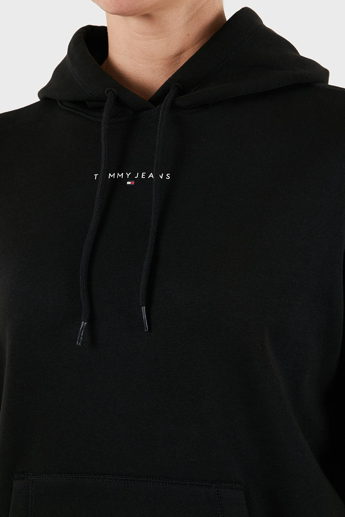 Tommy Jeans Pamuklu Regular Fit Kapüşonlu Logolu Kadın Sweat DW0DW21963 BDS SİYAH - 6