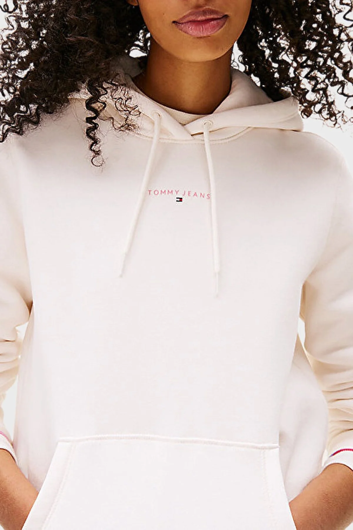 Tommy Jeans Pamuklu Regular Fit Kapüşonlu Logolu Bayan Sweat DW0DW21963 YBH BEYAZ - 4