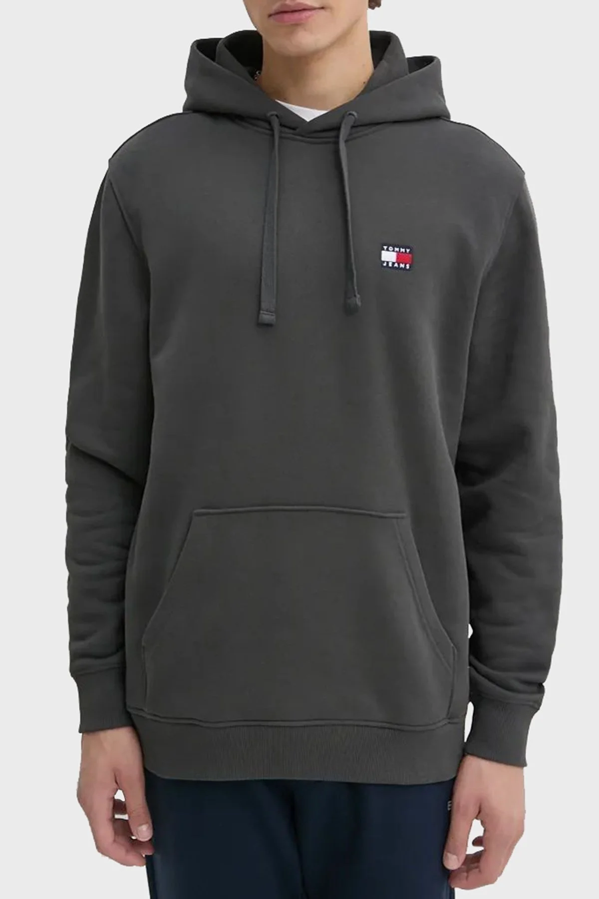 Tommy Jeans Pamuklu Regular Fit Kapüşonlu Yaka Kanguru Cepli Erkek Sweat DM0DM17988 PUB KOYU GRİ - 5