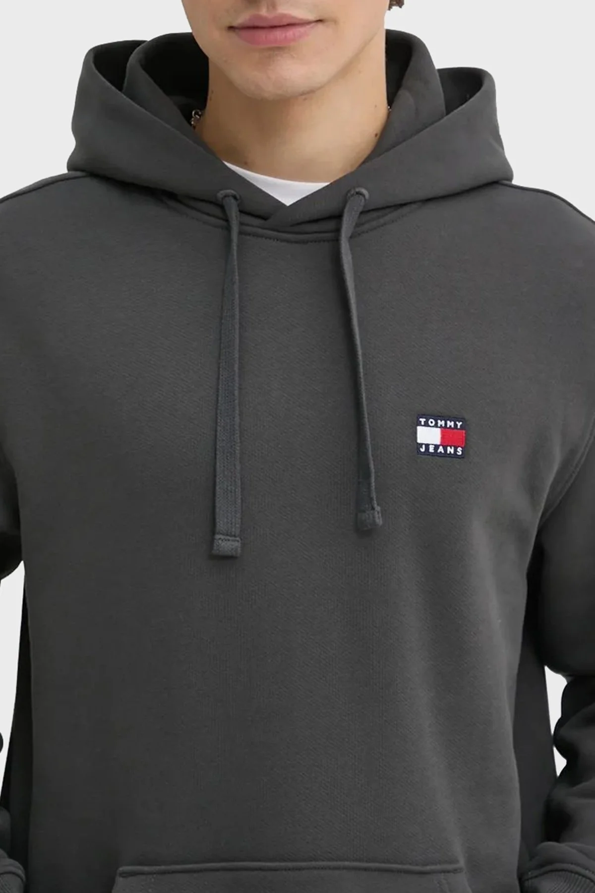 Tommy Jeans Pamuklu Regular Fit Kapüşonlu Yaka Kanguru Cepli Erkek Sweat DM0DM17988 PUB KOYU GRİ - 8