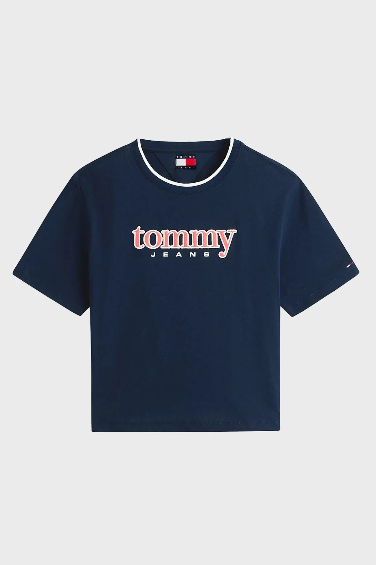 Tommy Jeans Pamuklu Relaxed Fit Logolu Bisiklet Yaka Kadın T Shirt DW0DW22563 C1G LACİVERT - 5