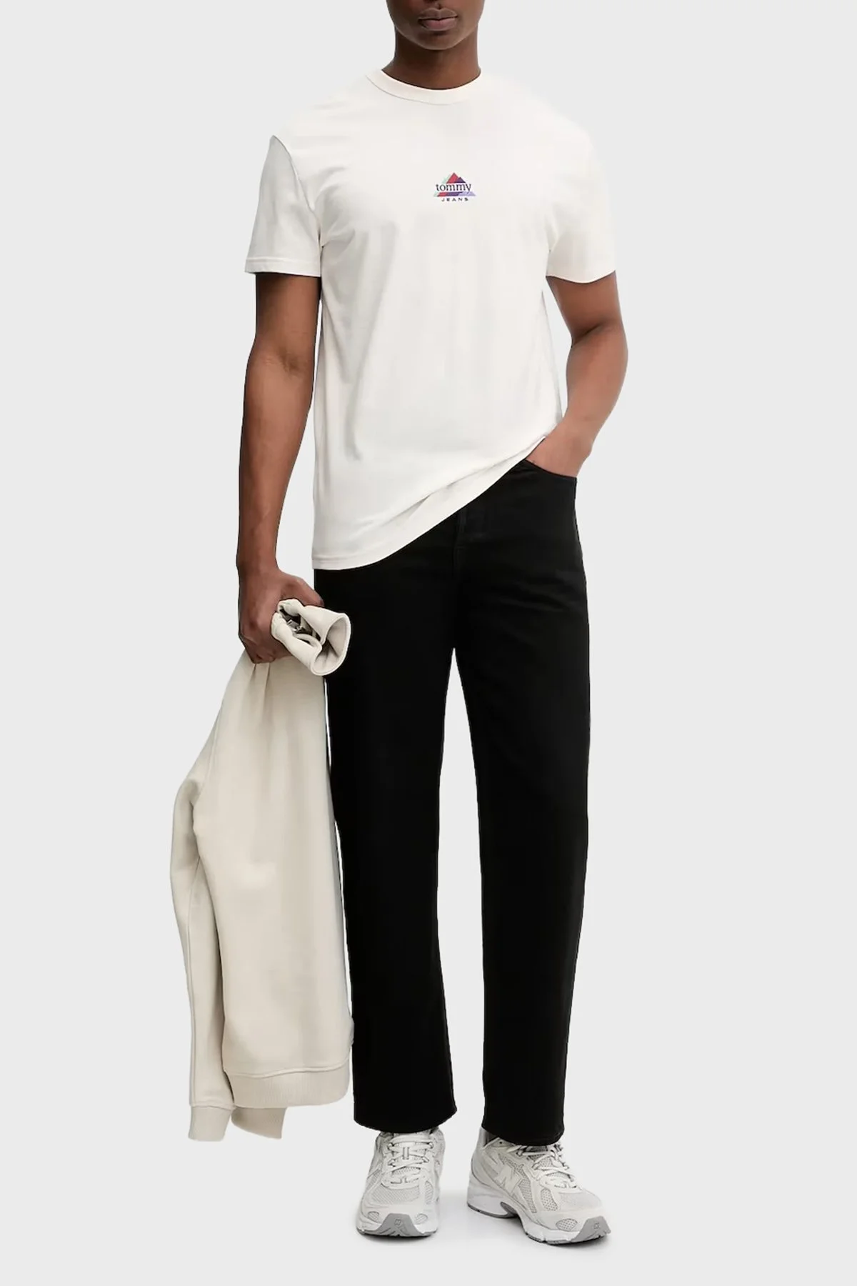 Tommy Jeans Pamuklu Regular Fit Logolu Bisiklet Yaka Erkek T Shirt DM0DM22311 YBH BEYAZ - 2