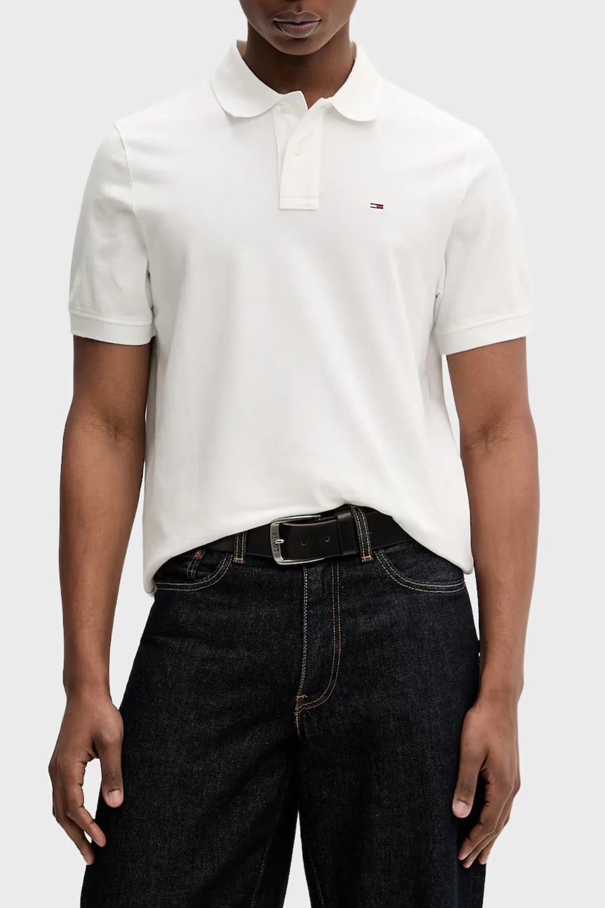 Tommy Jeans Pamuklu Regular Fit Logolu Düğmeli Erkek Polo Yaka T Shirt DM0DM22711 YBL BEYAZ - 1