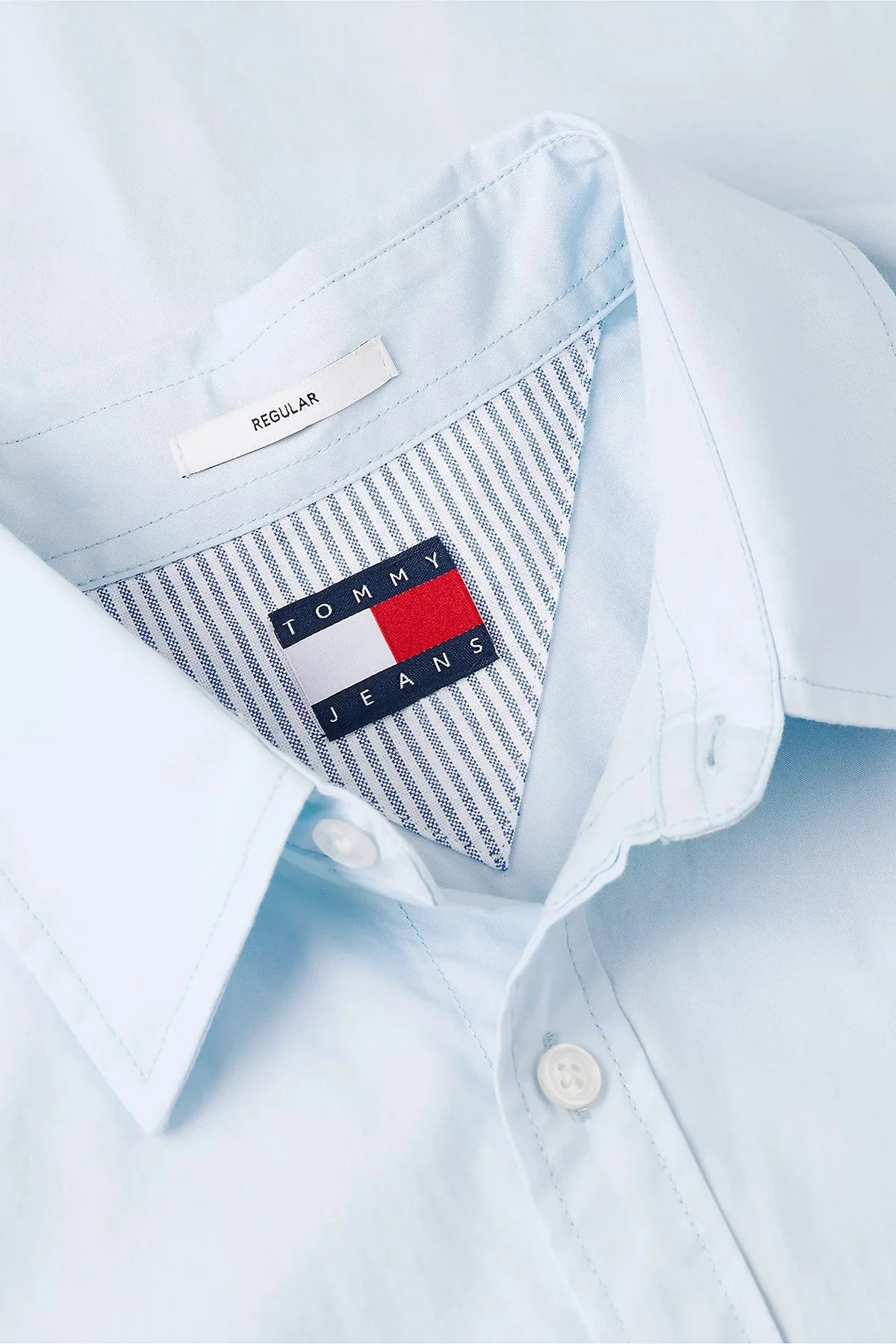 Tommy Jeans Pamuklu Regular Fit Logolu Klasik Yaka Uzun Kollu Erkek Gömlek DM0DM22026 C3Q AÇIK MAVİ - 5