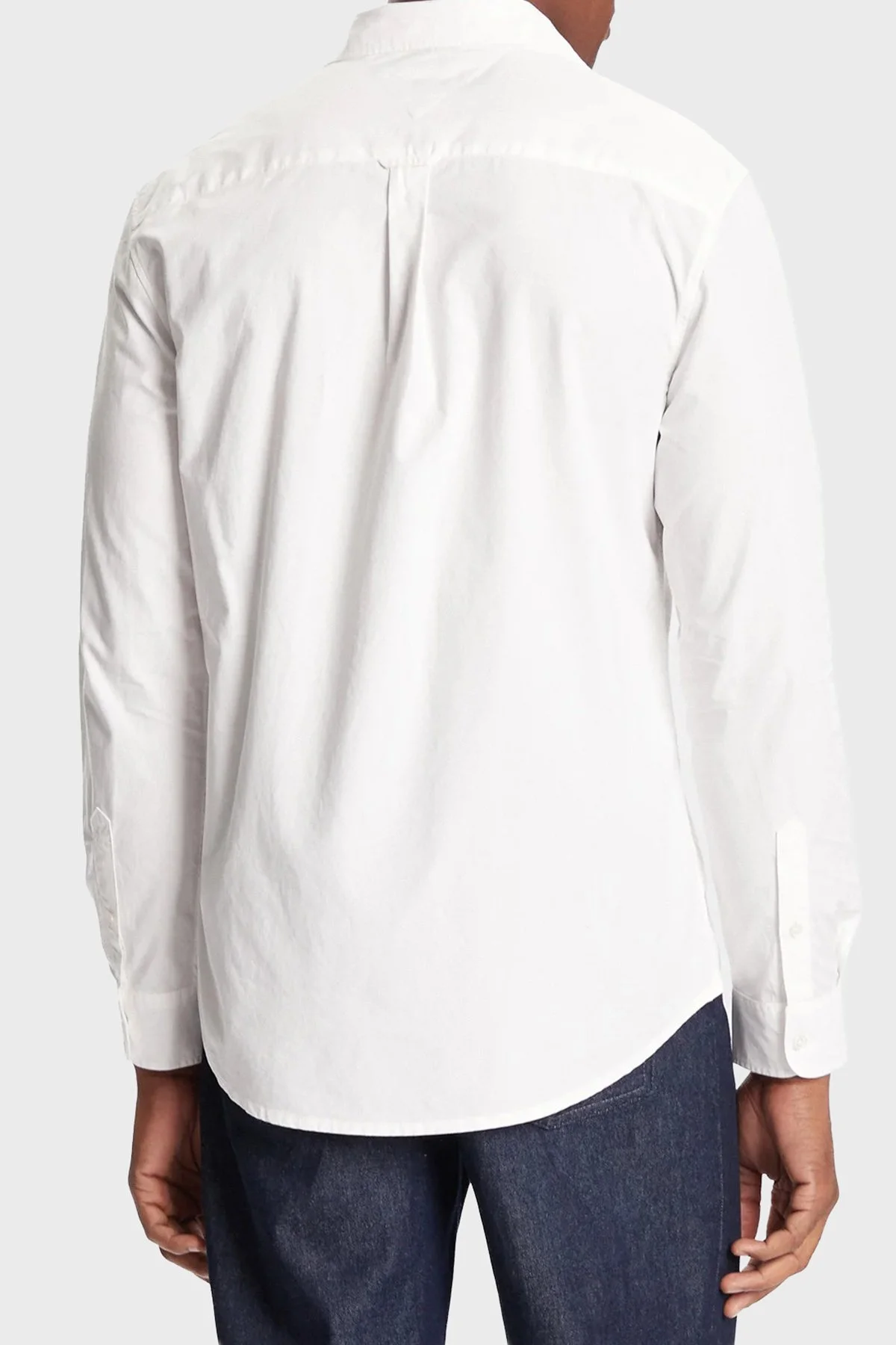 Tommy Jeans Pamuklu Regular Fit Logolu Klasik Yaka Uzun Kollu Erkek Gömlek DM0DM22026 YBL BEYAZ - 3